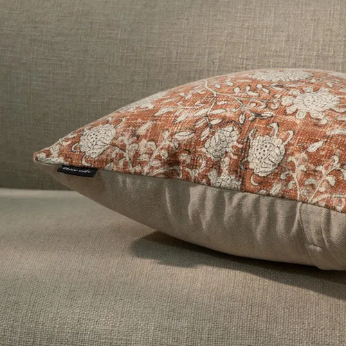 Miniatura 6 de Juego de 2 fundas de almohada decorativas de algodón indio vintage con estampado a mano (marrón ladrillo, 18 x 18 pulgadas (paquete de 2))
