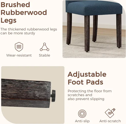 Miniatura 5 de LSSPAID Juego de 4 sillas de comedor, modernas y cómodas sillas Parsons tapizadas de lino con ribete de cabeza de clavo de bronce y patas de madera