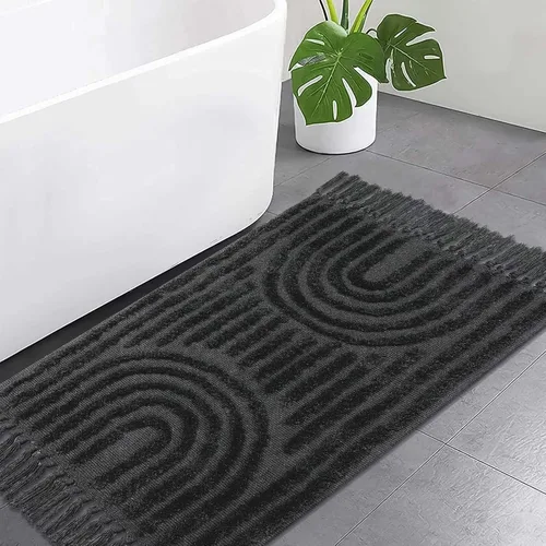 Miniatura 9 de LEEVAN - Alfombra de camino estilo bohemio lavable 2 x 5 pies, tejida en color beige, de algodón para cocina rústica con borlas, alfombra de acento