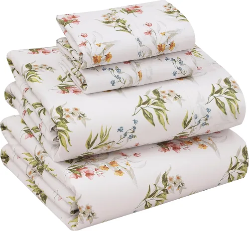 Miniatura 37 de RUVANTI Juego de sábanas divididas tamaño King de 100 % algodón para cama ajustable, 5 piezas, ropa de cama de tejido de percal suave y Guisante