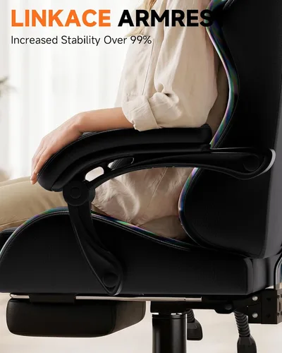 Miniatura 7 de GTPLAYER - Silla de juegos con reposapiés, silla de juegos de computadora para adultos, silla de jugadores de altura ajustable con reclinación