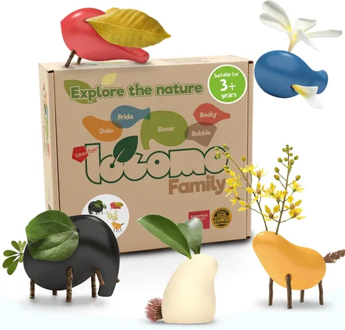 Miniatura 10 de Taksa Toys Locomo Family Black Edition Waldorf Montessori Toys Figuras de animales de madera para niños amantes del aire libre, disparador