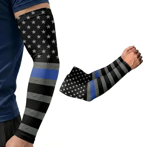 ARMORAY Mangas de brazo para hombres y mujeres, protección solar UV, cubierta de tatuajes, manga deportiva para golf, correr, fútbol Bandera de