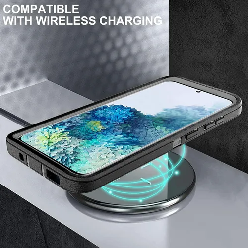 Miniatura 7 de Funda S20 Plus con 2 protectores de pantalla de TPU, 3 en 1, a prueba de golpes, resistente para Galaxy S20 Plus (negro/gris)