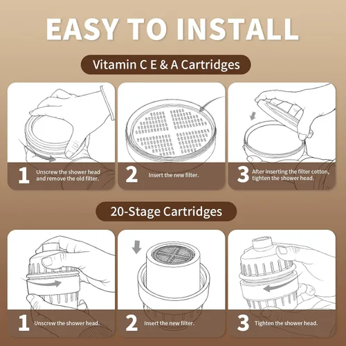 Miniatura 4 de Cartucho de repuesto para filtro de ducha compatible con AquaHomeGroup, cartuchos de vitamina C E y A, cartuchos de 20 etapas, agua purificada