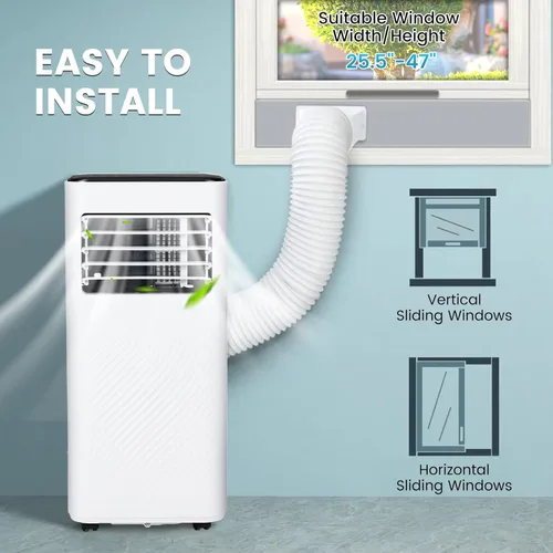 Miniatura 9 de GOFLAME Aire acondicionado portátil, potente unidad de CA de 8000 BTU con control remoto y 4 ruedas, enfriador de aire 3 en 1, deshumidificador