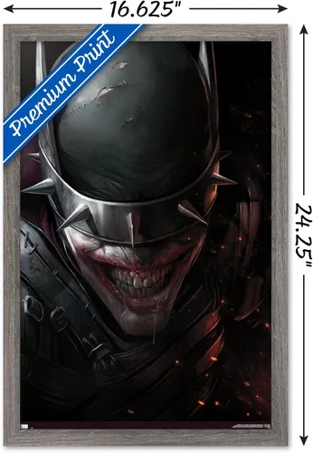 Miniatura 3 de Trends International DC Comics The Batman Who Laughs - Póster de pared de cara, 14.725 x 22.375 pulgadas, versión enmarcada de madera de granero
