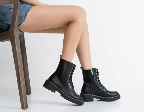 Miniatura 2 de Vepose Botines de combate de moda 9629 para mujer, botines con cordones y cremallera