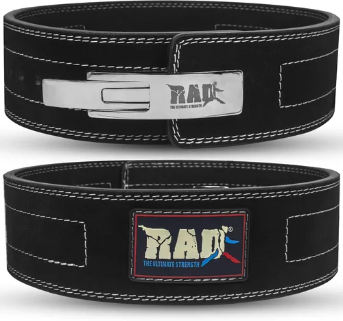 RAD Cinturón de hebilla de palanca para levantamiento de pesas en el gimnasio para hombres y mujeres, tamaño 63 a 107 cm, correa de 10 mm de grosor