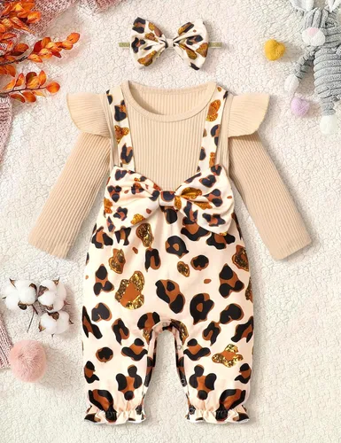 Miniatura 3 de Queenstyle Ropa de bebé niña de manga larga, overol lindo traje de bebé de 0 a 18 meses