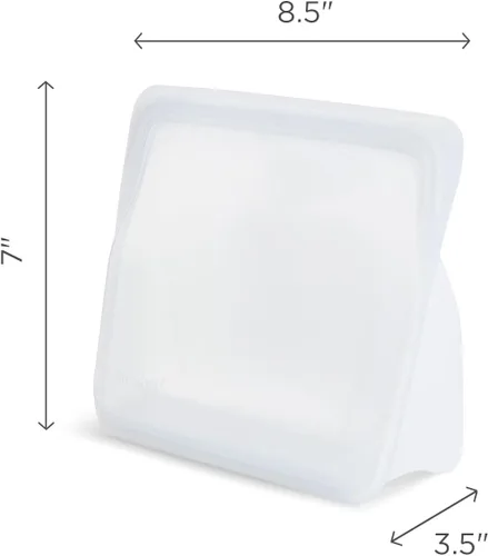 Miniatura 6 de Stasher Bolsa de almacenamiento reutilizable de silicona platino de grado alimenticio, color aguamarina (mediano con base) Reduce el plástico