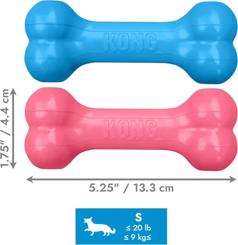 Miniatura 3 de KONG Puppy Goodie Bone - Juguete rellenable para cachorros pequeños - Masticable de goma natural para cachorros - Juguete para dentición - para Hueso