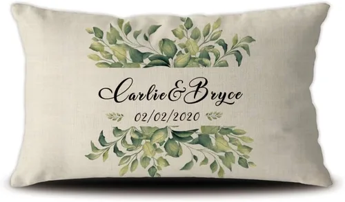 Miniatura 11 de Custom Gifts Bloom Flowers Green Leaves Personalized Floral Pillowcase with Name, 16x16 Inch Double Sided, Spring Summer Flower Pillow Cover Gifts