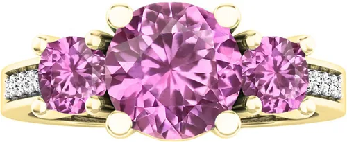 Miniatura 2 de Dazzlingrock Collection Anillo de compromiso de tres piedras preciosas creadas en laboratorio con diamante blanco natural para mujer, anillo