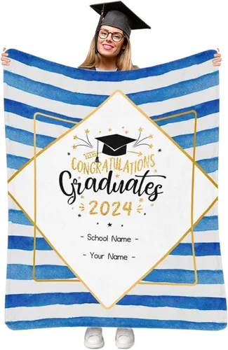 Miniatura 9 de Manta personalizada de graduación 2025, manta personalizada para regalo de graduación con nombre de la universidad, manta de felicitación