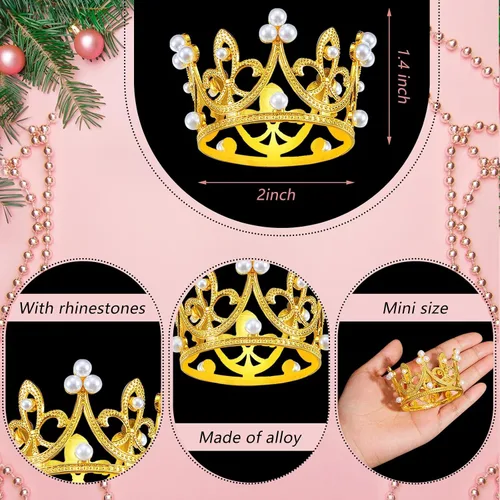 Miniatura 2 de Fabbay 15 piezas de corona de metal para torta de princesa para cupcakes, ramos de flores, tiara para el día del padre, mujeres, cumpleaños, novia