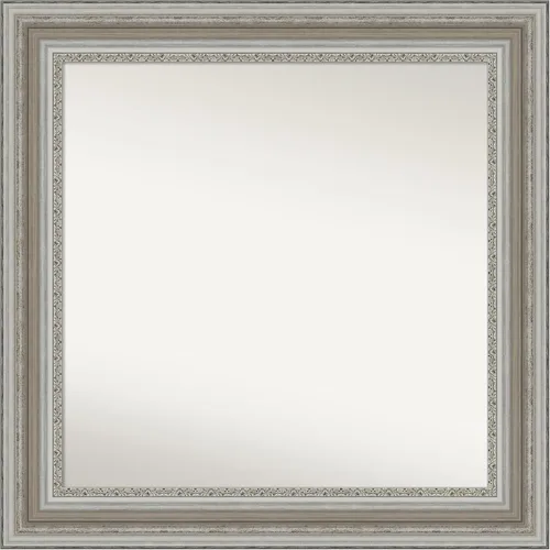Miniatura 290 de Amanti Art Espejo de baño plateado para sobre el fregadero, 26 x 26 pulgadas, espejo cuadrado de plata antigua, marco de madera tradicional mediano