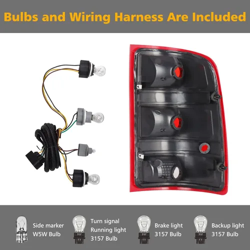 Miniatura 6 de Conjunto de luz trasera Compatible con 2007-2013 GMC Sierra 1500 2500HD 3500HD Estilo de fábrica Luces de freno traseras para camioneta pickup