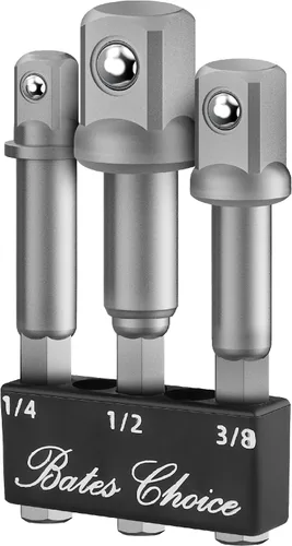 Miniatura 8 de Juego de adaptadores de enchufe de impacto Bates, 3 piezas, 1/4", 3/8" y 1/2", con soporte