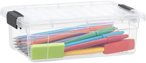 Miniatura 19 de Superio Caja de almacenamiento transparente con tapa, contenedores de plástico de 2.5 cuartos de galón para organizar, cajas apilables, sin BPA,