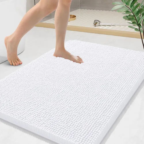 Miniatura 107 de Arotive Alfombras de baño de felpilla extrasuaves y absorbentes, de 24 x 16 pulgadas, lavables a máquina, parte trasera de goma antideslizante