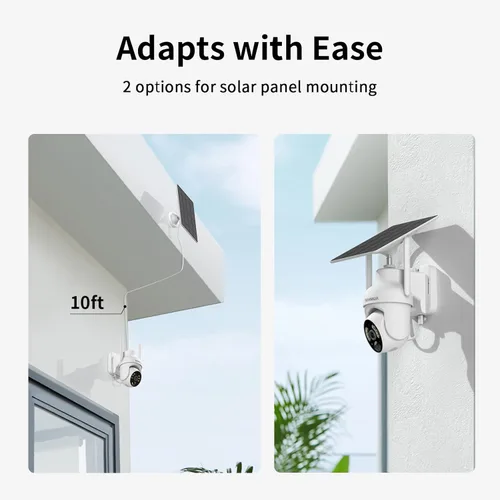 Miniatura 4 de SEHMUA - Cámaras de seguridad solares 2K para exteriores, inalámbricas, 2 paquetes con visión panorámica de 360°, inclinación, WiFi, cámara de Blanco