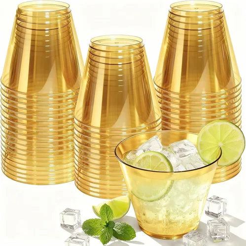 Miniatura 15 de Glowserve Paquete de 50 vasos de plástico transparente de 9 onzas, vasos de plástico azul transparente para cóctel, vasos desechables para fiestas