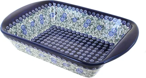 Miniatura 8 de Blue Rose Polish Pottery - Panadero rectangular grande con asas de tulipán azul, 11.5 x 9.25 pulgadas, único, apto para lavavajillas y duradero