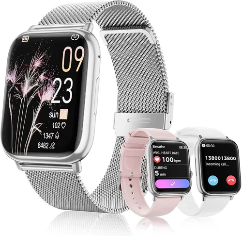 Miniatura 8 de Reloj inteligente para mujer, reloj de fitness de 1.83 pulgadas con presión arterial, llamadas/mensajes, seguimiento de ciclo femenino, frecuencia