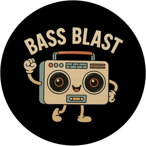Miniatura 3 de Bass Blast. Retro Boombox Style, Vintage. PopSockets Adhesive PopGrip