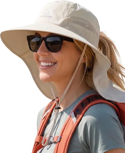 Sombrero de pesca para senderismo y hombre, impermeable, de nailon con solapa grande para el cuello, UPF 50+, para mujeres y hombres