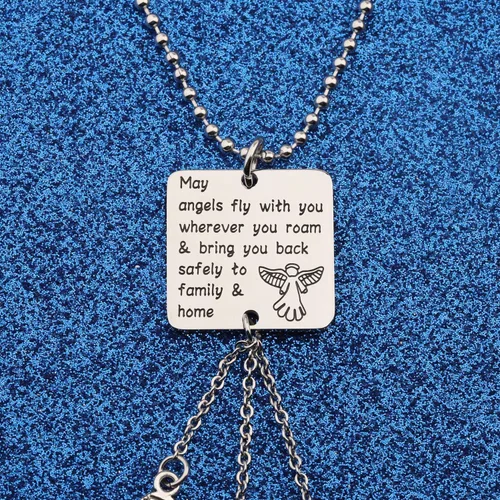 Miniatura 5 de WUSUANED Llavero de viajero de regalo con texto en inglés "May Angels Fly With You Wherever You Roam