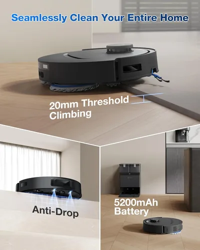 Miniatura 7 de ECOVACS DEEBOT T30C Aspiradora Robot y Trapeadora, Succión de 20,000Pa, Trapeado de Borde Adaptativo TruEdge, Tecnología ZeroTangle 2.0, Lavado