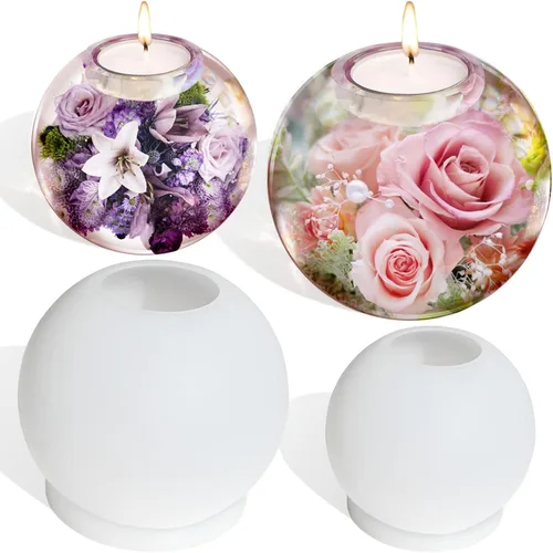 Miniatura 7 de Portavelas de resina, juego de 3 moldes cilíndricos de silicona para candelabro epoxi para resina epoxi DIY portavelas de cristal, decoración