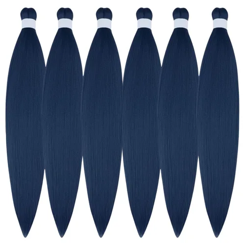 Miniatura 34 de Cabello trenzado verde azulado preestirado, hipoalergénico, sintético, color azul aguamarina, para trenzas y giros, extensiones de cabello largo