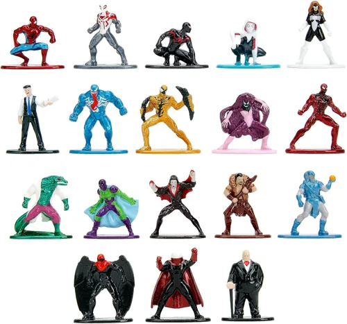 Jada Toys Marvel Spider-Man - Juego de 18 figuras fundidas a presión de la serie 9, juguetes para niños y adultos