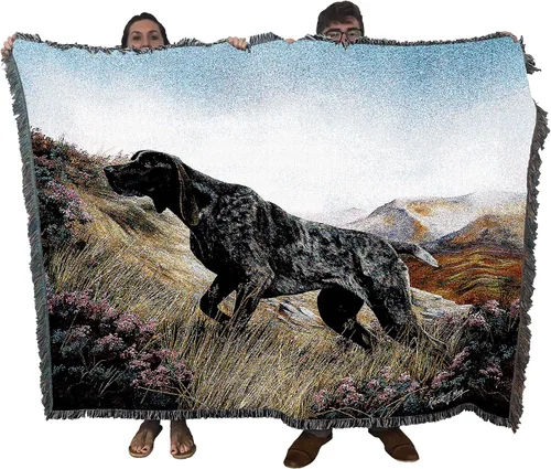 Miniatura 23 de Pure Country Weavers Robert May - Manta de punto alemán de pelo corto, color negro, azul BG, manta de tapiz de algodón, fabricada en los Estados