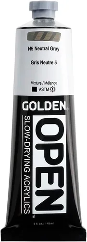 Miniatura 10 de GOLDEN OPEN Acrílicos de secado lento, negro hueso, tubo de 2 onzas líquidas, pintura acrílica profesional, semitransparente Hueso negro