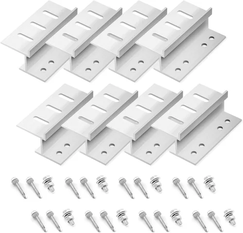 Newpowa Soporte Z de montaje en panel solar con tuercas y pernos diseñado para RV, barco, pared, instalación de techo fuera de la red, 2 juegos de