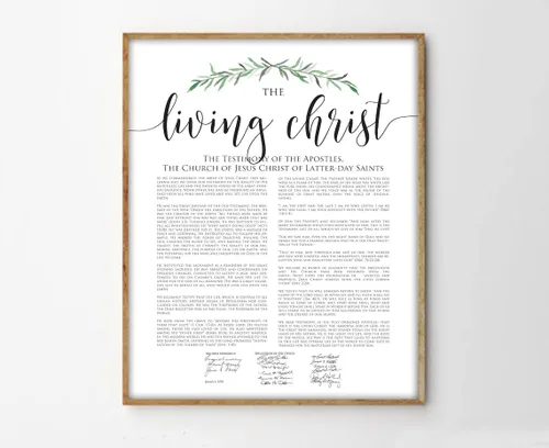 NATVVA Póster de pared con texto en inglés «The Living Christ Wall» (El Cristo Viviente) con hojas verdes, arte para la pared, lienzo, arte para