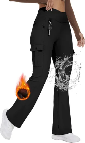 Leggings acampanados de yoga para mujer, cintura alta, pantalones casuales de yoga, leggings de entrenamiento, con 6 bolsillos, pantalones de yoga