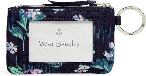 Miniatura 3 de Vera Bradley Cartera de identificación con cremallera de sarga de rendimiento para mujer, Azul marino(Navy Garden)