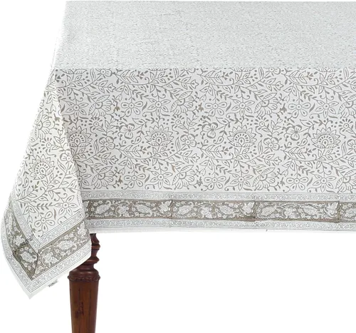 Miniatura 40 de Ridhi Mantel rectangular de algodón con estampado de bloque a mano amarillo mostaza, 102 x 48 pulgadas, reutilizable, decorativo para uso diario