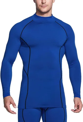 Miniatura 2 de TSLA - paquete de 1 o 2 camisas térmicas de compresión de manga larga para hombre cuello alto falsocuello de tortuga para deportes invierno