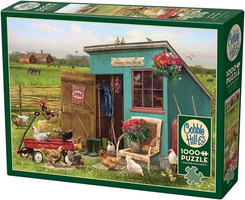 Miniatura 4 de Cobble Hill - Rompecabezas de 1000 piezas, The Happy Hen Hen, póster de muestra incluido