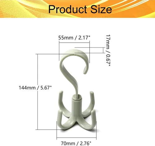 Miniatura 2 de 2 ganchos giratorios para cinturón de 360 grados, con 4 ganchos para secar toallas, brasieres, ropa, guantes, ropa de plástico, colgador de secado