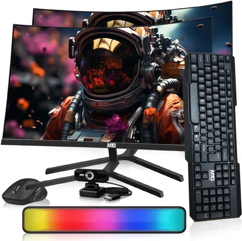 Miniatura 21 de MTG - Monitor curvo de 27 pulgadas, pantalla Full HD 1080P sin marco, audio HDMI DP USB, desenfoque de bajo movimiento, montaje VESA, combo
