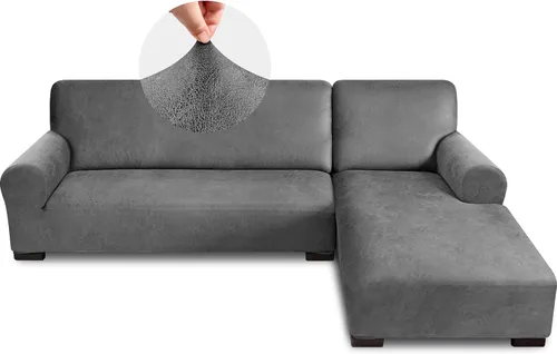 Miniatura 37 de Fundas para sofá modular, funda para sofá con aspecto de cuero, forma de L, 2 piezas, funda elástica suave para sofá seccional, protector de muebles