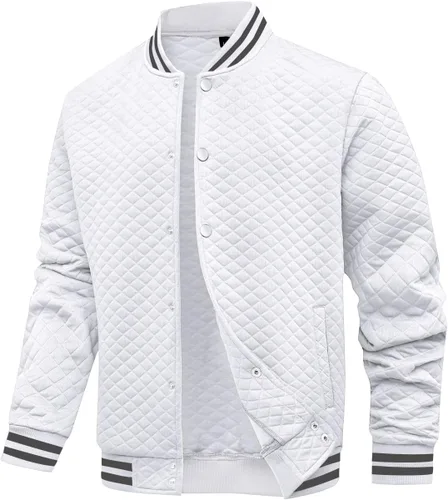 Wizoat Chaqueta universitaria para hombre, chaqueta ligera casual con diseño de gofre, chaquetas bomber