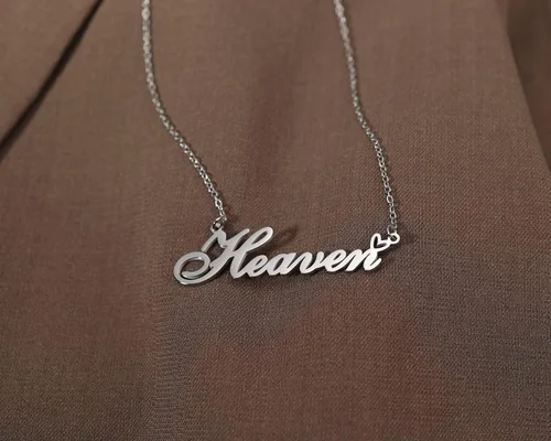 Miniatura 6 de Collares con nombre personalizado chapado en oro de 18 quilates con dije de corazón para mujeres y niñas